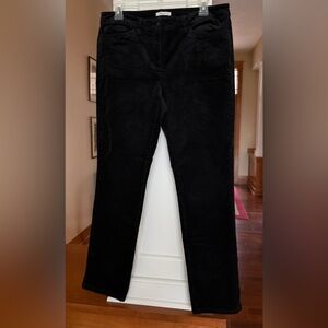 Eileen Fisher 10P Women's Straight Leg Black Cotton Corduroy Pants. RN#78121.